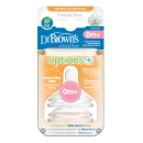 Θηλές Σιλικόνης Options+ 2τμχ για Μπιμπερό με Φαρδύ Λαιμό Επίπεδο Πρόωρα Dr Brown's