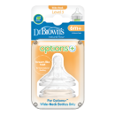 Θηλές Σιλικόνης Options+ 2τμχ για Μπιμπερό με Φαρδύ Λαιμό Επίπεδο 3 Dr Brown's