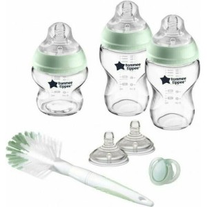 Tommee Tippee Σετ Γυάλινα Μπιμπερό Closer To Nature Για Νεογέννητα 7 τμχ Μέντα