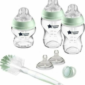 Tommee Tippee Σετ Γυάλινα Μπιμπερό Closer To Nature Για Νεογέννητα 7 τμχ Μέντα