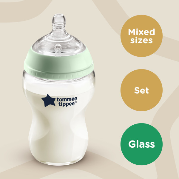 Tommee Tippee Σετ Γυάλινα Μπιμπερό Closer To Nature Για Νεογέννητα 7 τμχ Μέντα