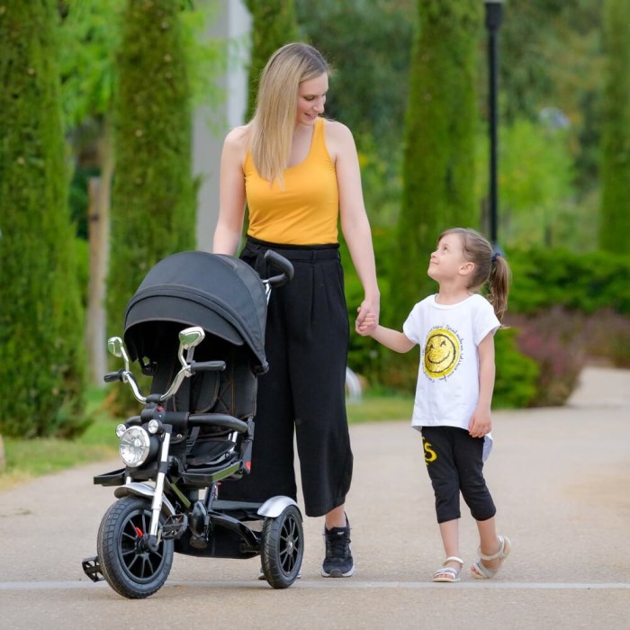 Τρίκυκλο Ποδηλατάκι Chopper Grey 6 σε 1 με Φουσκωτούς Τροχούς Bebe Stars