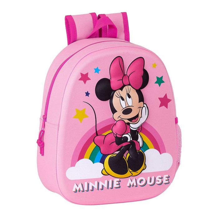 Τσάντα Πλάτης Σχολική 3D Minnie Mouse Safta