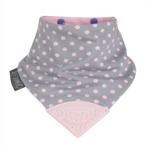 Υφασμάτινη Σαλιάρα Μπαντάνα Με Μαστικό Ροζ Πουά Cheeky Chompers