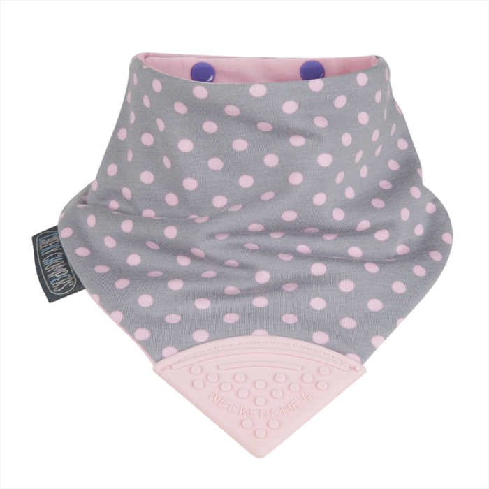 Υφασμάτινη Σαλιάρα Μπαντάνα Με Μαστικό Ροζ Πουά Cheeky Chompers