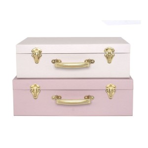 Βαλίτσες Αποθήκευσης Από Χαρτόνι Ροζ Με Ασημί Χρυσά Χερούλια 2τμχ Jabadabado