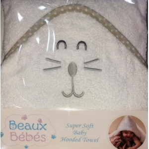 Βρεφική Πετσετούλα Μπάνιου Καπα 75x75cm Λευκό Beaux Bebes Βρεφική Πετσετούλα Μπάνιου Καπα 75x75cm Λευκό Beaux Bebes