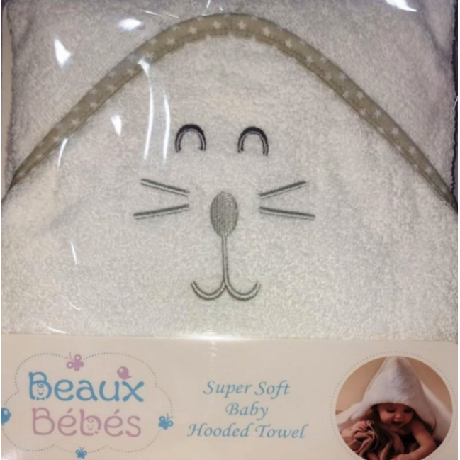 Βρεφική Πετσετούλα Μπάνιου Καπα 75x75cm Λευκό Beaux Bebes