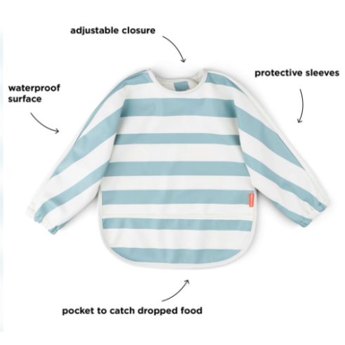 Βρεφική Σαλιάρα Με Μακρύ Μανίκι Stripes Blue Done by Deer