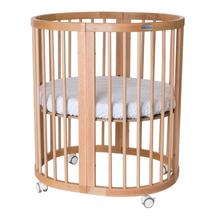 Βρεφικό Κρεβατάκι Smart Bed 9 σε 1 Φυσικό Ξύλο Oval Ingvart