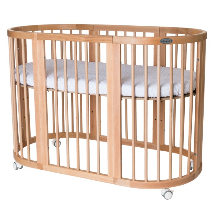 Βρεφικό Κρεβατάκι Smart Bed 9 σε 1 Φυσικό Ξύλο Round Ingvart