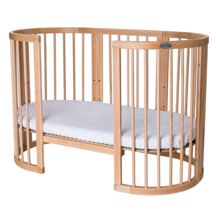 Βρεφικό Κρεβατάκι Smart Bed 9 σε 1 Φυσικό Ξύλο Round Ingvart