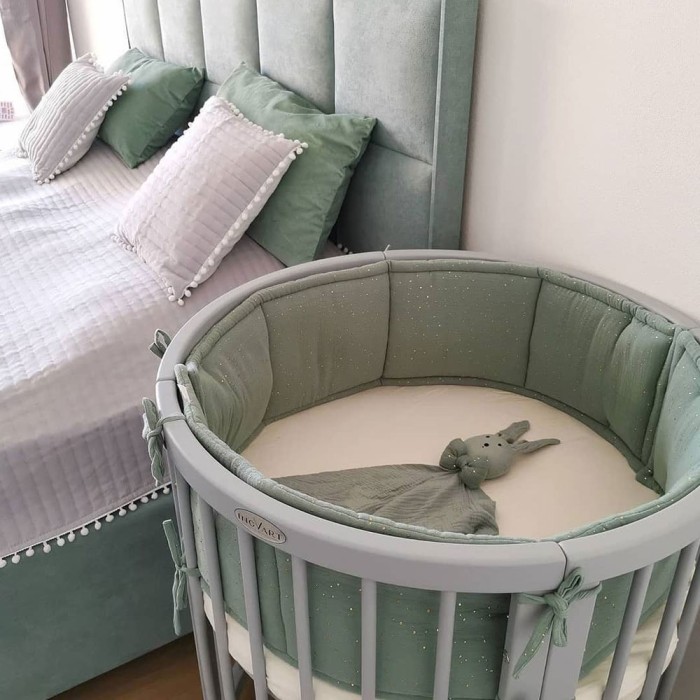 Βρεφικό Κρεβατάκι Smart Bed 9 σε 1 Φυσικό Ξύλο Round Ingvart
