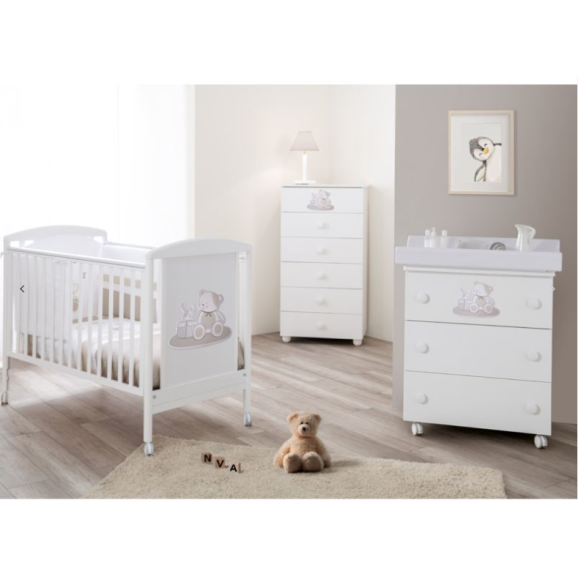 Βρεφικό κρεβάτι Lulu Bianco/Tortora Pali