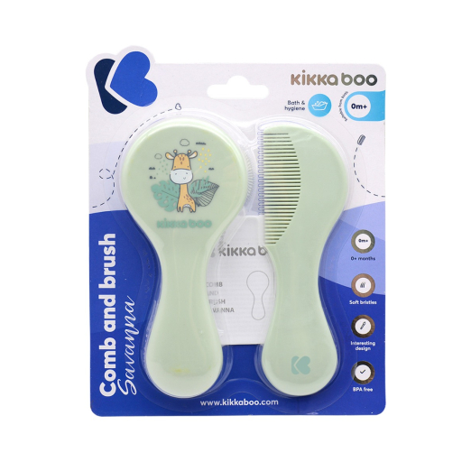 Βρεφικό Σετ Βούρτσα και Χτένα από Φυσική Τρίχα Savanna Mint Kikka Boo