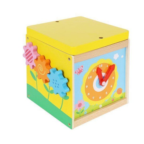 Ξύλινος Εκπαιδευτικός Κύβος Με Ρολόι Ξύλινος Εκπαιδευτικός Κύβος Με Ρολόι