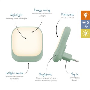 ZAZU Socket Light Φωτάκι Πρίζας Led με Αισθητήρα Νυκτός Μέντα