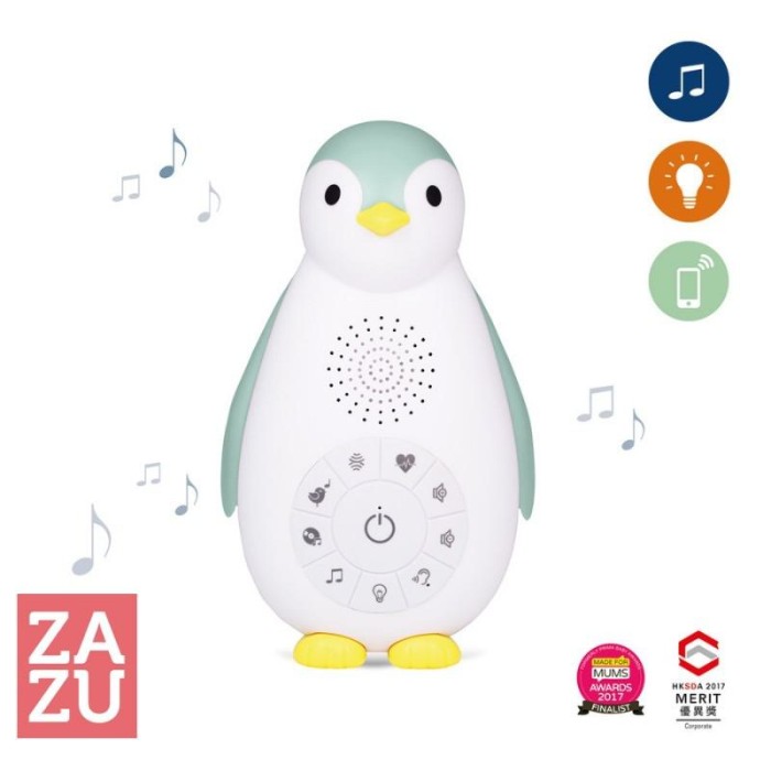 ZOE Πιγκουίνος φορητή βρεφική συσκευή ύπνου Bluetooth φως νυκτός χτύπο καρδιάς λευκοί ήχοι ZAZU BLUE