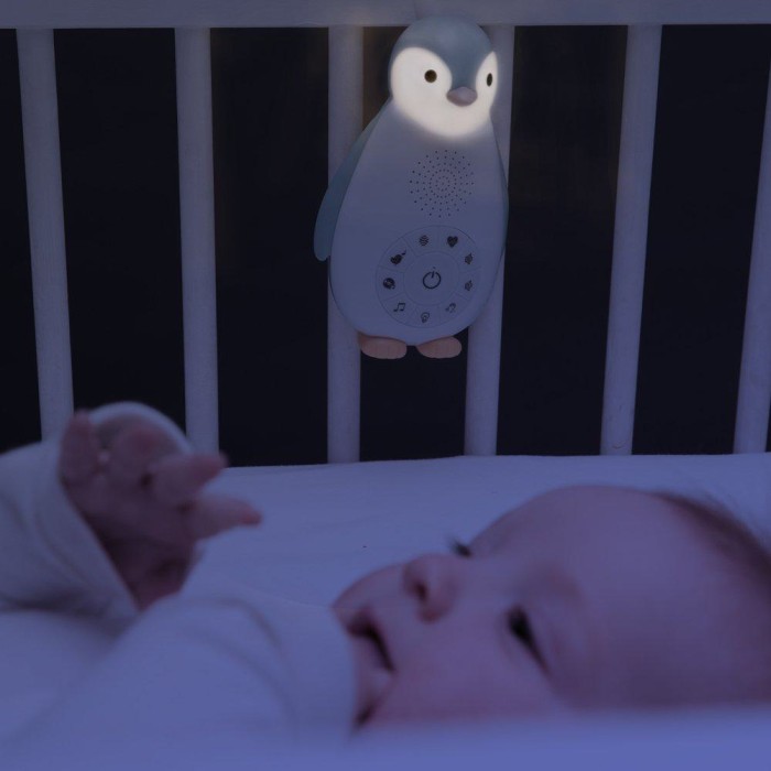 ZOE Πιγκουίνος φορητή βρεφική συσκευή ύπνου Bluetooth φως νυκτός χτύπο καρδιάς λευκοί ήχοι ZAZU BLUE